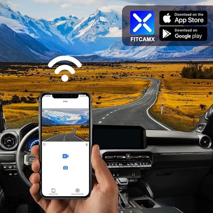 Fitcamx Front 4K+Rear 1080P Dash Cam Adapts for Toyota Land Cruiser 2024-2026 (J250/Gen15), OEM Factory Look, Dual HD Video, Built-in WiFi & APP, Loop Recording, G-Sensor, Easy to Set, 128GB Card