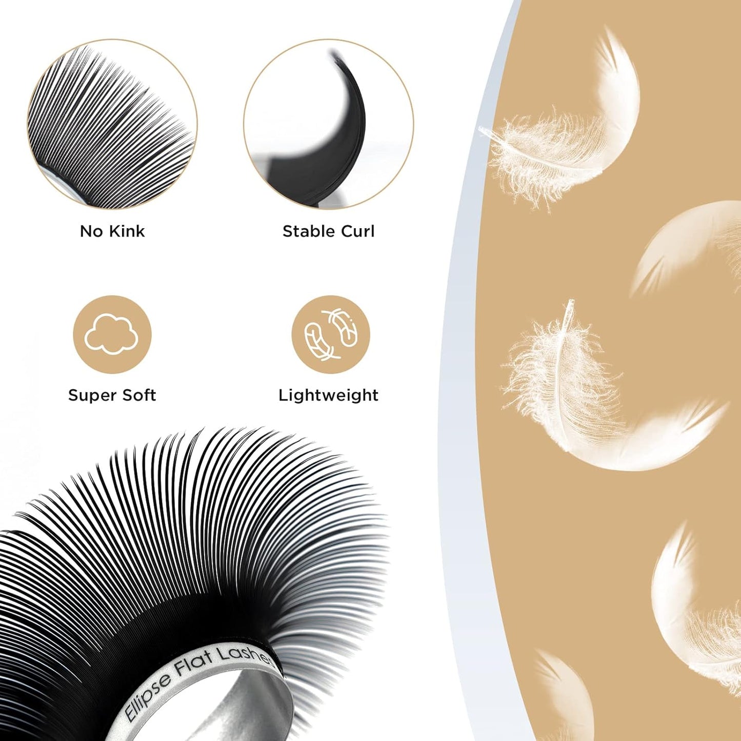 LASHVIEW Eyelash Extensions,Ellipse Flat Eyelash Extensions 0.20mm D Curl 15mm,Black,Individual Lashes,Semi-Permanent Extremely Soft Professional Salon Use