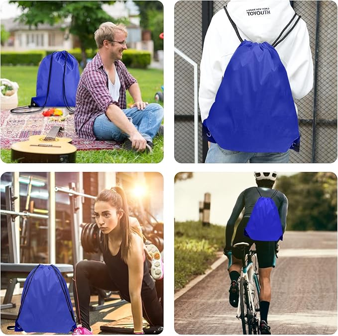 Drawstring Bags 28 PCS Drawstring Backpack Bulk String Backpack Cinch Bag Sackpack for Men Women Gym (Navy Blue)