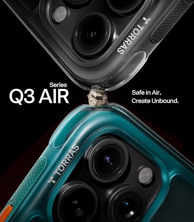 TORRAS Ostand Q3 Air for iPhone 15 Pro Max Case with MagSafe & 360 Magnetic Stand, Dynamic Airbags, Mil-Grade Protection, Camera Control, Shockproof & Stylish Case for iPhone 15 Pro Max 6.7", Blue