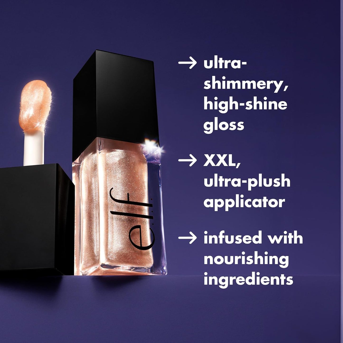 e.l.f. Glow Reviver Lip Oil, Nourishing and Hydrating with High-Shine Glimmer Finish & Sheer Wash Of Color, Minty Scent, Non-Sticky, Vegan & Cruelty-free, Super-neutral