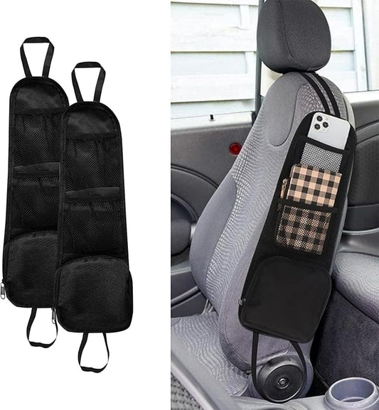 2PCS Car Seat Storage Hanging Bag, Multi-Pocket Seat Side Organizer, Car Multifunctional Storage Mesh Net Pocket Can Hold Mobile Phone, Wallet, Universal Car Accessories for Car (2PCS)