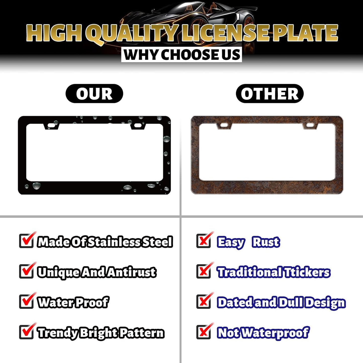 Mama Bear with Mountain License Plate Frame Forest Mountains License Plate Stainless Steel Funny Black Accessories Cars Decor 12.2 X 6.2 Inch with 2 Holes and Screws Fits Standard Us Ca Vehicles