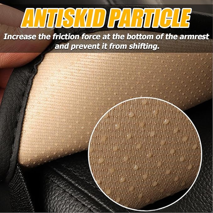 Car Armrest Seat Box Cover, Comfortable Leather Automotive Center Console Cushion Pad, Soft Waterproof Vehicle Arm Rest Protector Mat Accessories, Universal for RV, SUV, Truck (Black)