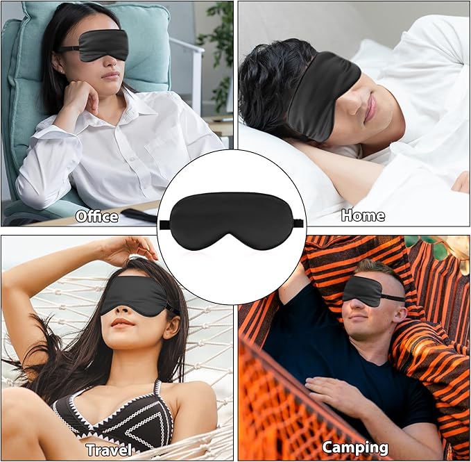10 Pcs Sleep Mask, Natural Silk Eye Mask Cover 3D Adjustable Strap Sleeping Mask Comfortable Soft Elastic Bands Eye Shade Cover for Travel Sleeping All Night Sleep