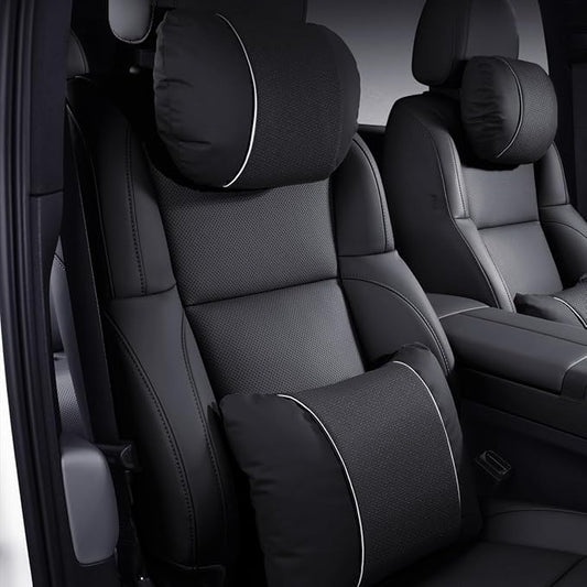 Car Headrest & Lumbar Support Set,Premium Skin-Feeling Napa Leather Soft and Comfortable Headrest,Car Seat Headrest Pillow Waist Support Car Interior Accessories for Driving Home Office