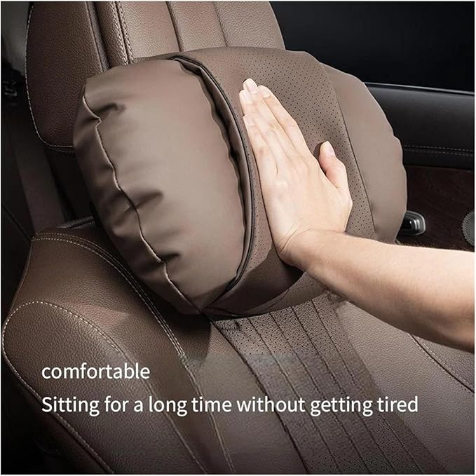 1/2PCS PU Leather Car Neck Pillow & Lumbar Support Cushion, Breathable Universal Seat Headrest Waist Pad, Soft Support Cushion for Daily Driving and Travel(D Style backrest)