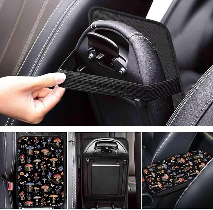 Coldinair Mushroom Floral Car Center Console Pad Soft Armrest Protector Cover Fit for Most Vehicle,SUV,Truck,Washable