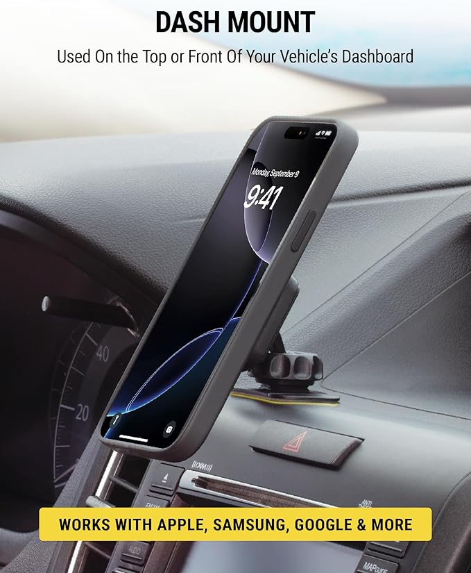Scosche MAGDMB MagicMount Magnetic Phone Mount for Car, Dashboard Cell Phone Holder with 360° Adjustable Magnet Head, Universal Phone Stand for Car Compatible with iPhone, Samsung, and All Devices