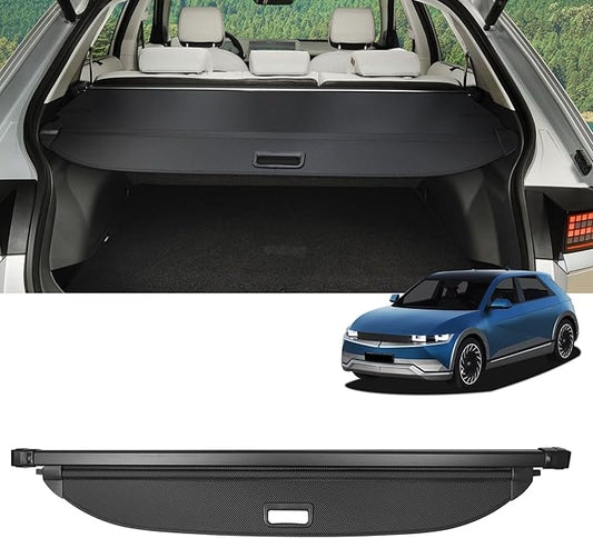 Cargo Cover for Hyundai Ioniq 5 2026 2025 2024 2023 2022 Accessories Retractable Trunk Cover Security Shielding Shade Cargo Luggage Cover Trunk Privacy Protection (Carbon Fiber Texture)