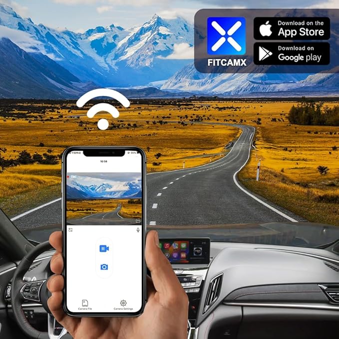 Fitcamx Front 2K+Rear 1080P Dash Cam Adapts for Acura RDX 2019-2026 (HD2-D4151), OEM Factory Look, Dual HD Video, Built-in WiFi & APP, Loop Recording, G-Sensor, Night Vision, Easy to Set, 64GB Card