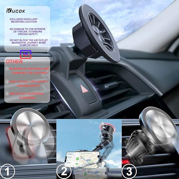 Mazda CX-5 Phone Mount for MagSafe, Exclusive Fit for Mazda CX-5 2017-2025, Fit for MagSafe iPhone 17/16/15/14/13/12/Mini Series, Super-Strong Magnet for Air Vent Mazda CX-5 Accessories Holder