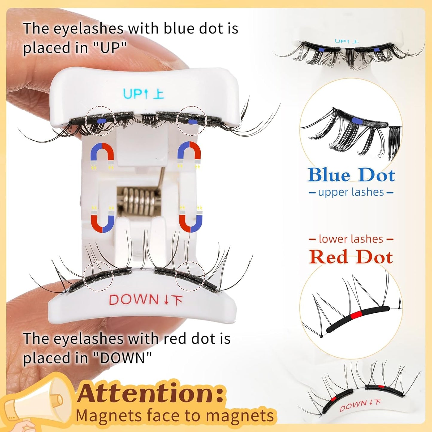 QUEWEL Magnetic Eyelashes, Reusable No Glue Needed Magnetic Eyelashes Kit with Applicator Lash Clusters Kit without Eyeliner So Soft and Easy to Wear and Remove (G-RC-E)