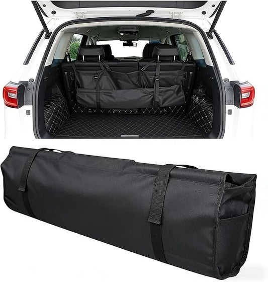 Car Trunk Organizer Hanging Bag, Waterproof Backseat Storage for SUV Jeep Truck Minivan, Black, 35.4 x 11.2 Inches, Foldable