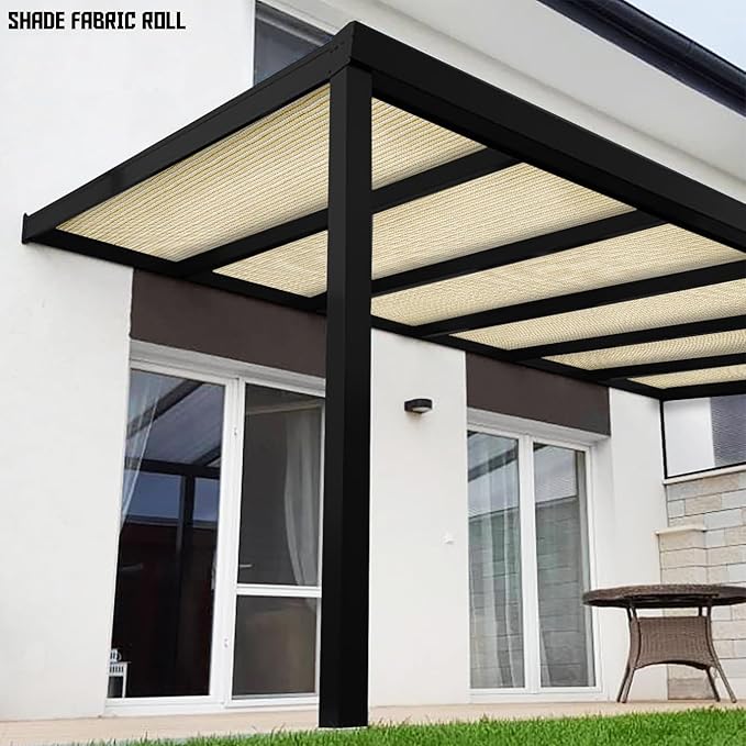 TANG Sun Shade Fabric Roll 8'x56' Shade Cloth for Garden Beige HDPE Mesh Shading Pergola Cover Replacement Canopy, 95% Blockage Sunshades for Outdoor Patio Backyard Plant