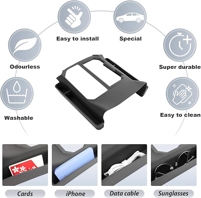 SKTU 2PCS for 2026 Toyota RAV4 Center Console Mat for 2026+ Toyota RAV4 (LE/SE/XLE Premium/Woodland/XSE/Limited) Non-Slip Console Pad & Gear Shift Panel 2026 RAV4 Accessories Side Storage Box