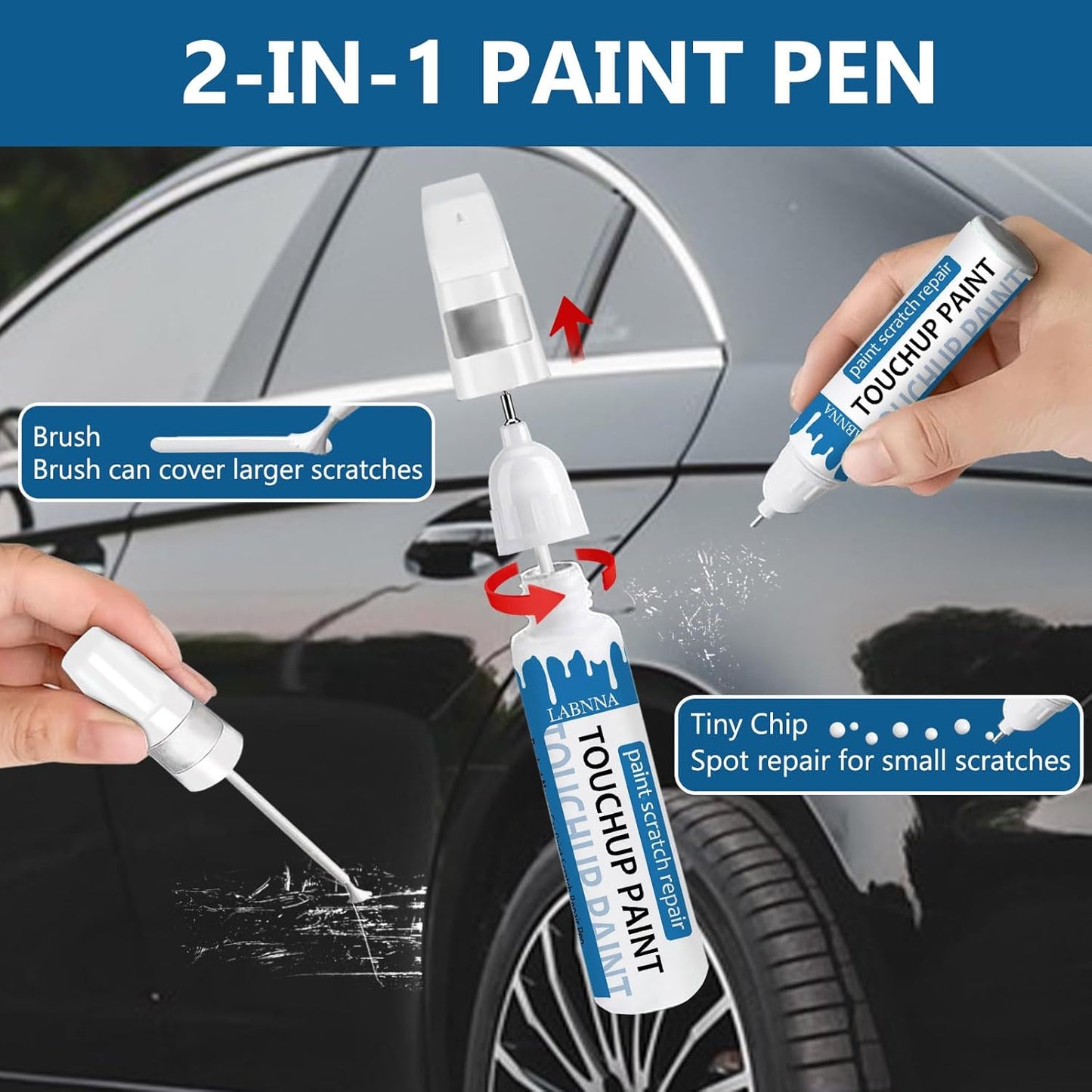 Phytonic Blue Metallic (C1M) Touch Up Paint for BMW-Exact Match 2 in 1 touchup Paint Pen for Chips and Nicks Repair Car Paint Scratch Repair Kit