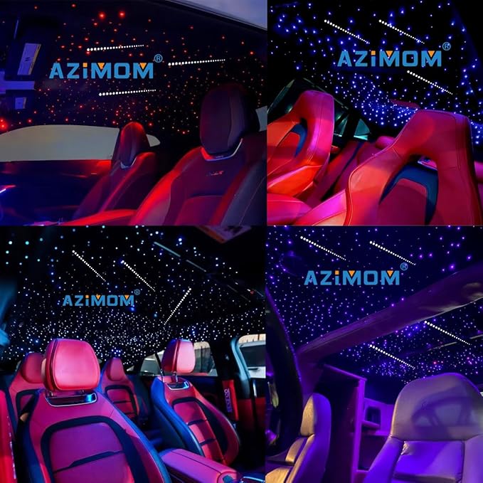 AZIMOM 2-in-1 Twinkle Meteor Fiber Optic Starlight Headliner 300pcs 0.03in 9.8ft Twinkle Stars+180pcs Shooting Star Sound Mode APP& Remote Control Starlight Meteor Kits for Car Home Ceiling