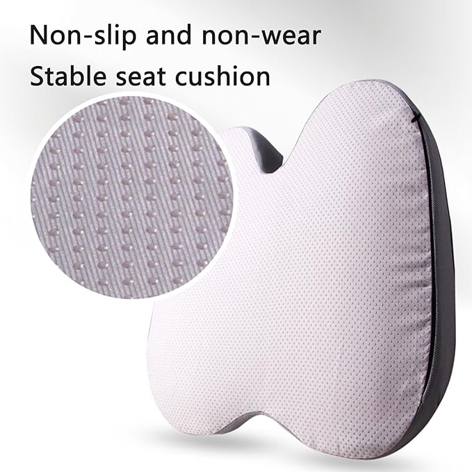 Car Seat Cushion for Long Driving, Ergonomic Memory Foam Seat Cushion, Car Seat Cushion for Back Pain and Lumbar Support Non Slip and Easy Clean for Driving Gaming Chair and Travel C Navy Blue