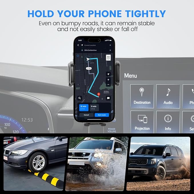 Car Phone Holder Fit for Toyota Highlander 2020-2025 L LE XLE XSE Accessories (Only fit for 8-Inch Screen), Cell Phone Mount Hands-Free 360° Rotation Automobile Cradles