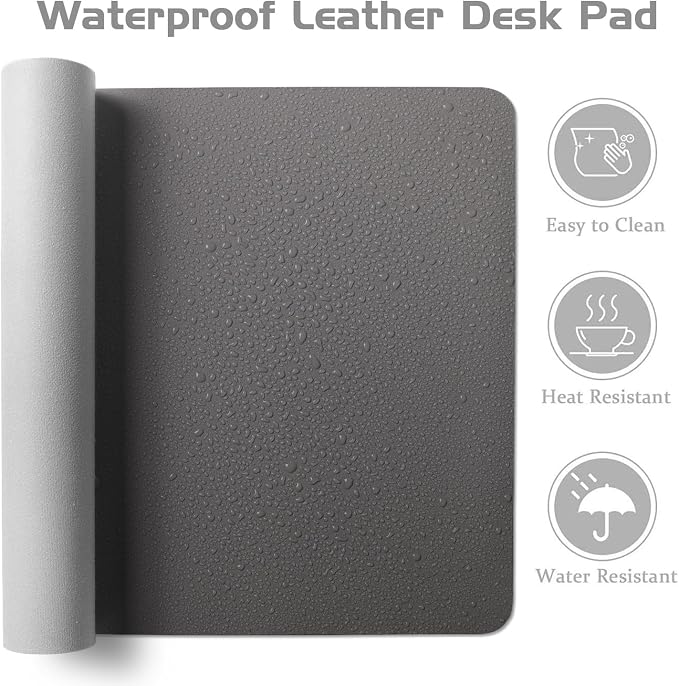 Aothia Leather Desk Pad Protector, Office Mat, Large Mouse Pad, Laptop Desk Pad