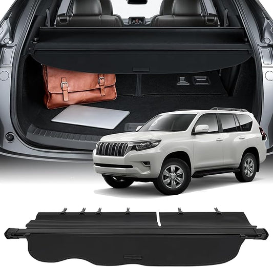Cargo Cover for 2015-2019 Fit for Toyota Land Cruiser Prado FJ150 5 Seats 5.7L Retractable Rear Trunk Cargo Shade Luggage Security Cover Shielding Waterproof