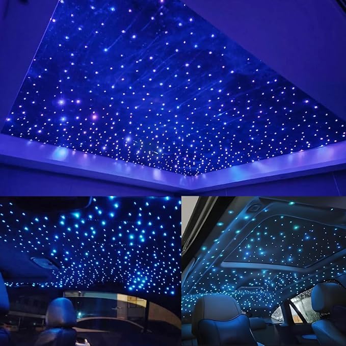 AKEPO Small Size 16W RGBW APP Twinkle Music Activated Fiber Optic Lights, 550pcs 0.03in 13.1ft/4m Optical Fiber Star Ceiling Light Kit for Car Headliner Star/Home