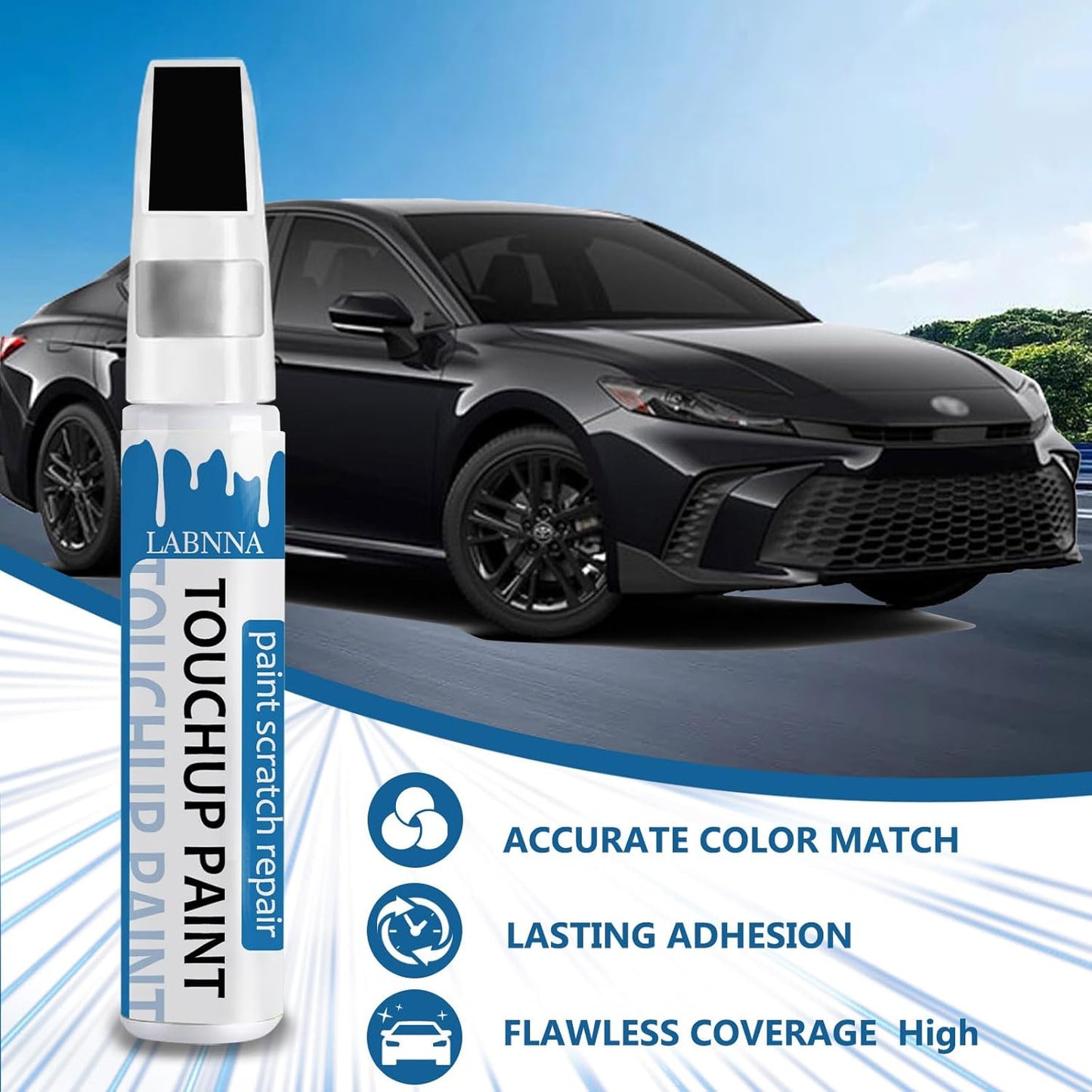 Midnight Black Metallic (218) Touch Up Paint for Toyota-Exact Match 2 in 1 touchup Paint Pen for Chips and Nicks Repair Car Paint Scratch Repair Kit