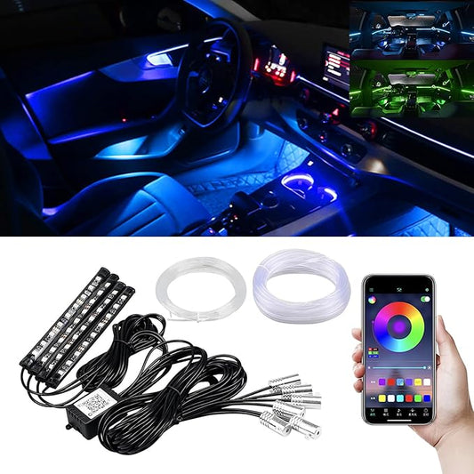 Car LED Interior Lights Strip APP Control, Car Neon Lights Kit with 236 inches Fiber Optic, Music Mode Sound Active Cars Atmosphere Ambient Lighting Kit