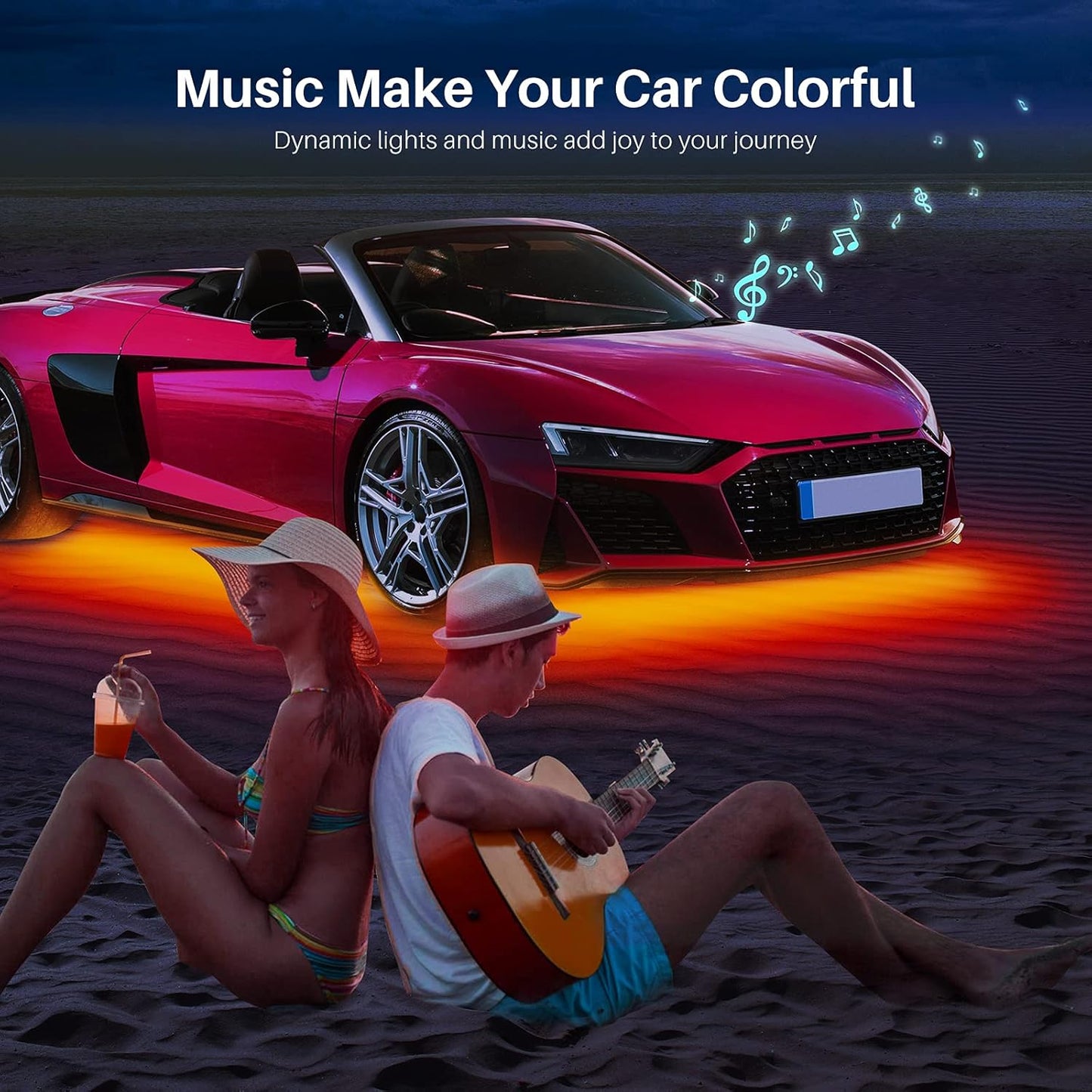 Underglow Kit for Car, Car Led Underglow Lights for Trucks with App and Remote Control, 16 Million RGB Colors, 29 Preset Modes, Music & DIY Mode, Under Car Led Lights Exterior for SUVs, Trucks, DV 12V