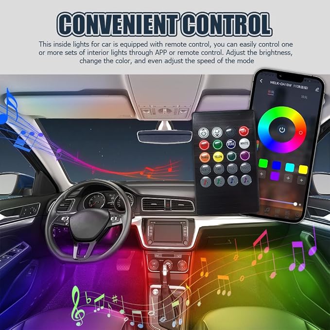 Smart Car LED Strip Lights, Led Lights for Car, 12V LED Lights Running Board Lights, Universal Multicolor LED Car Lights Kits Car Interior Accessories Fit for Truck Car SUV (Cigarette Lighter)