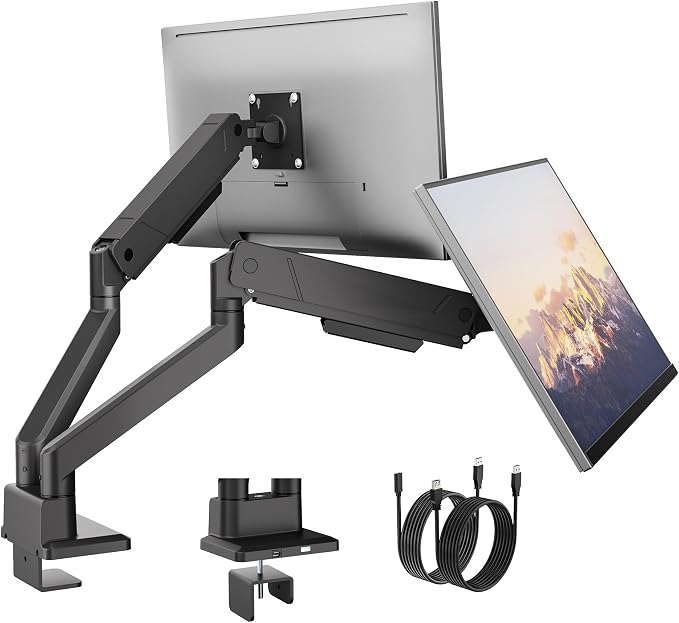 monTEK Dual Monitor Mount with USB Monitor Arms