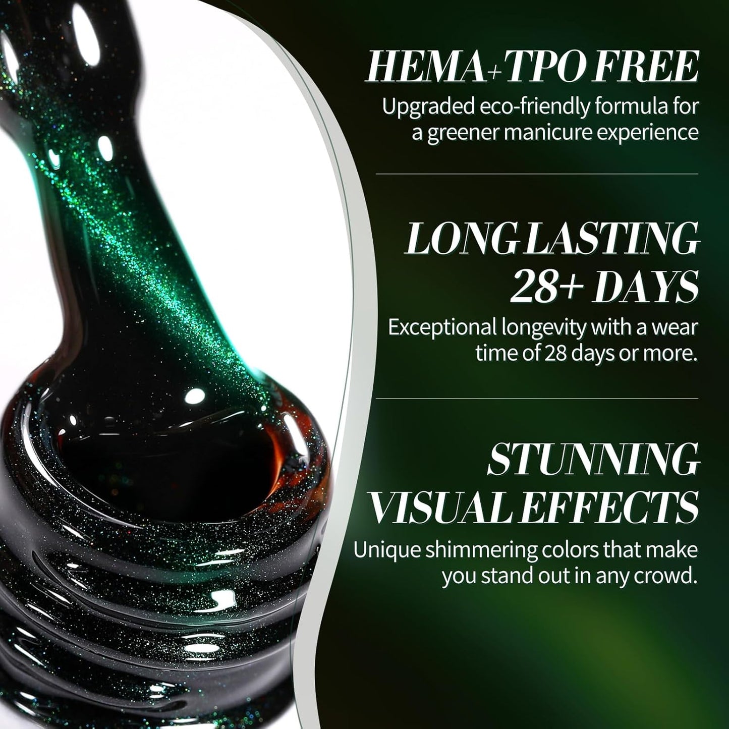 BORN PRETTY Cat Magnetic Eye Gel Nail Polish,Brown Green Glitter Fall Winter Holographic Magnetic Gel Polish Nail Polish Art Manicure Salon DIY at Home 15ML