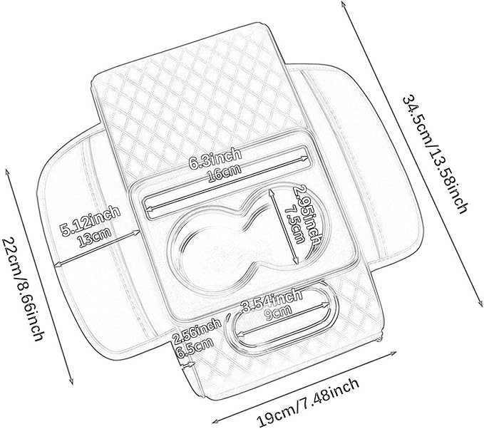 Car Center Console Pad Armrest Cushion Pad Anti Slip Car Decoration with Cup Holder Tissue Box Slot for Car SUV, Style D
