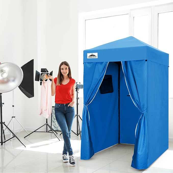 EAGLE PEAK Flex Ultra Compact 4x4 Pop-up Canopy, Sun Shelter, Changing Room, Portable Privacy Canopy Cabana for Pool, Fashion Photoshoots, or Camping, 4x4 ft, Light Blue