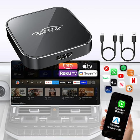Car TV Mate Pro with Wireless CarPlay and Android Auto Adapter,Upgrade HDMl Multimedia Adapter for TV Stick Converter,HDMI Car Play Dongle (Black)