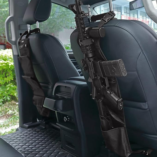 2PCS Automotive Gun Racks, Truck Front Seat Gun Organizer for Hunting Accessories, Gun Holder for Truck with Storage Pockets