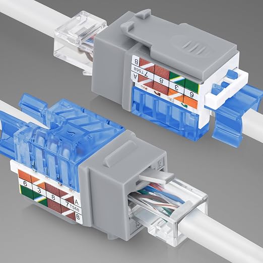 Everest 45° Angled RJ45 Cat5e Keystone Jacks 50-Pack in Gray