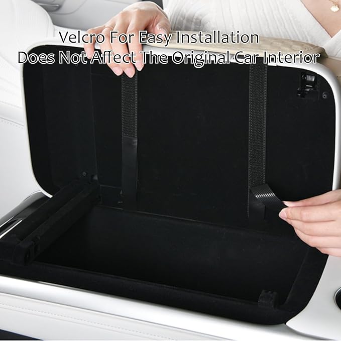 Car Center Console Armrest Pad, Arm Rest Box Cushion with Ergonomic Height Boost, Storage Pockets, Built-in Tissue Box, Cupholder, Fit for Most Sedan Vehicles (Embossing Checkerboard, Black-Red)