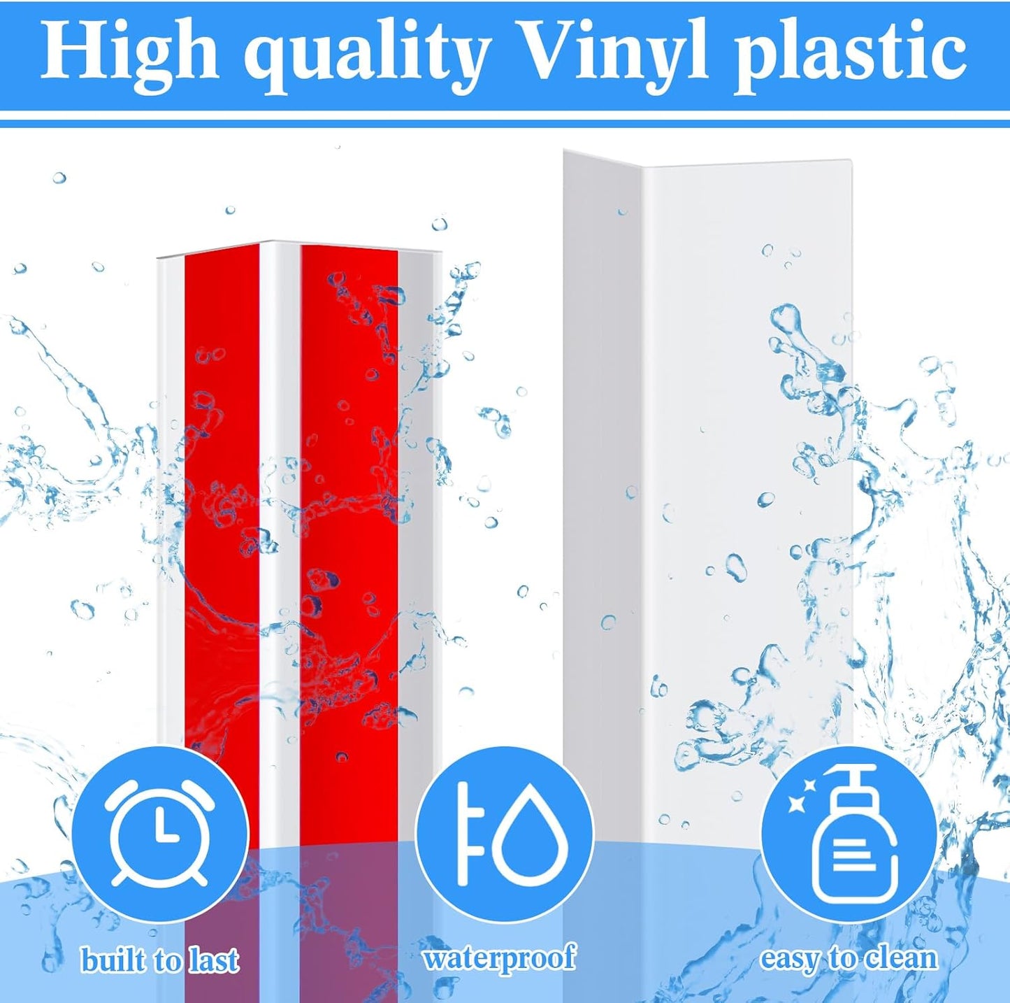 Sasylvia 20 Pcs Wall Corner Protector Guards, 3/4 x 48 Inches Self Adhesive Vinyl Corner Trim Molding, Avoid Scratching Scuffs, Ease Install & Cleaning for Door Countertop Furniture Protection