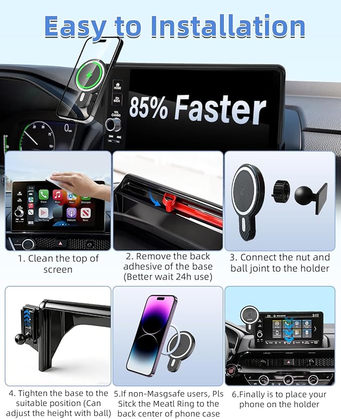 PZK Car Phone Mount for Toyota Tundra 2022-2025 2026 /Sequoia 2023-2026 Limited/Platinum Accessories 14-Inch Screen Magnetic 15W Fast Wireless Charger Car Phone Holder 360° Rotation Not Affect Vent
