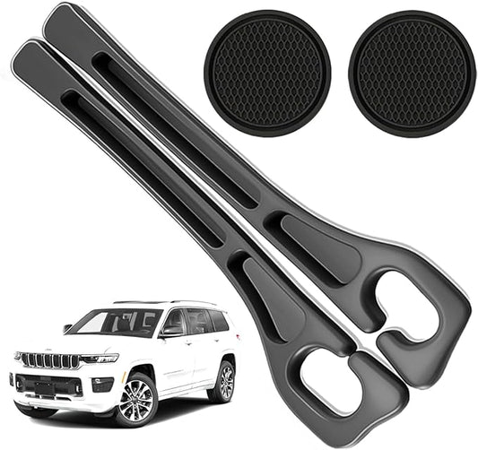 Car Seat Gap Filler Organizer Compatible with Jeep Grand Cherokee Accessories Seat Gap Plug Blocker with Storage Slot Non-Slip Car Cup Holder Coaster Black