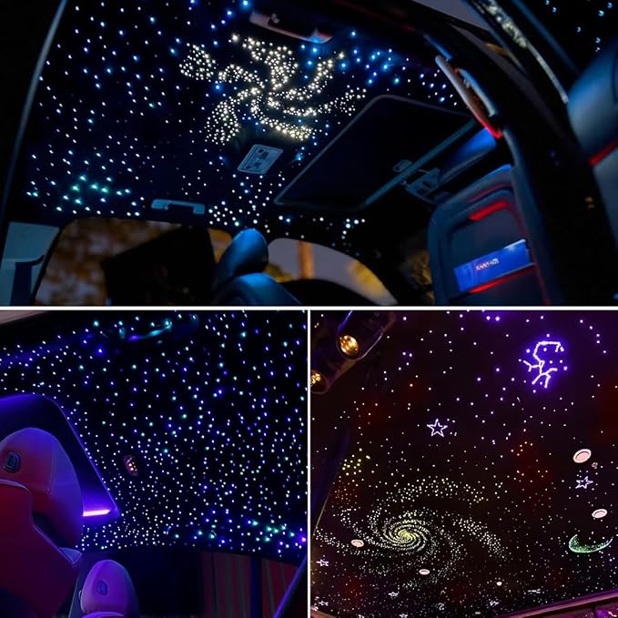 AKEPO 36W 4 Color Twinkle Fiber Optic Starlights Headliner Lights Kit, Optical Fibers Music Sync Bluetooth APP Control Starlight Kit, 2400pcs*13.1ft