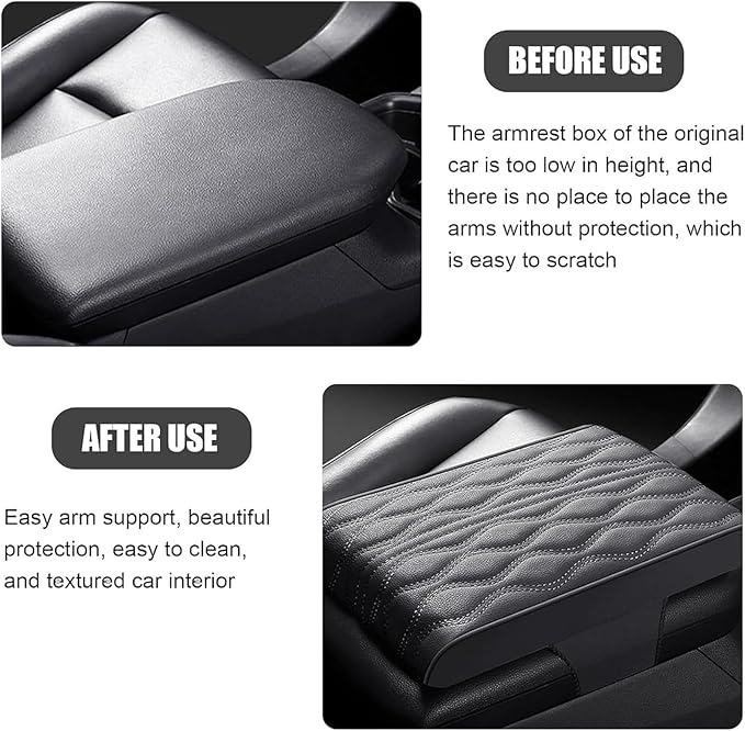 Leather Car Armrest Box Pad for Tesla Cybertruck 2023 2024, Memory Foam Car Center Console Cover Comfort Waterproof Arm Rest Cushion Pad Universal Accessories,E/Coffee