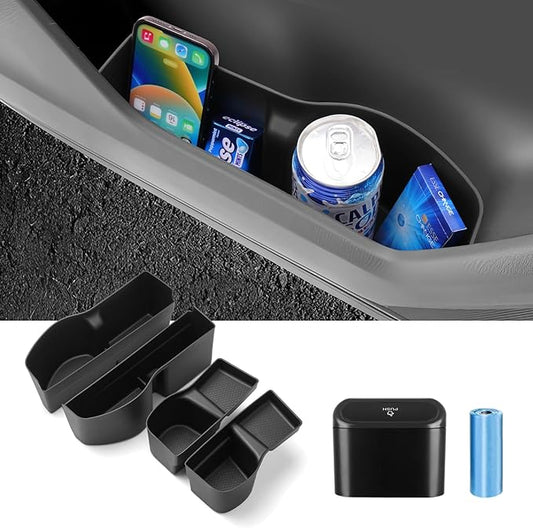 Canvcle Car Door Side Storage Box and Trash Can for Honda CR-V 2023-Present, 4 Compartments, Black, Matte, Scratchproof, 9L Capacity, 50 lbs Max Weight, Easy Install