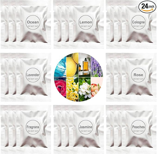24 Pack Car Air Freshener Refills, Car Air Vent Clip Freshener Replacement Pads, Solid Fragrance Scent Refill Tablets (Lavender/Rose/Cinnamon/Lemon/Cologne/Jasmine/Ocean/Peach)