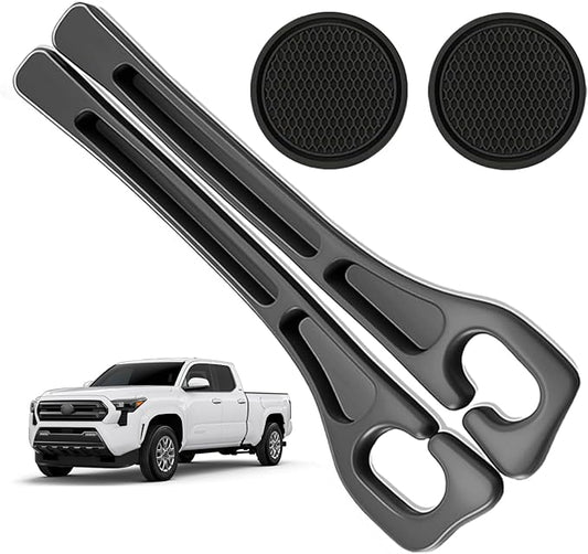 Car Seat Gap Filler Organizer Compatible with Toyota Tacoma Accessories Seat Gap Plug Blocker with Storage Slot Non-Slip Car Cup Holder Coaster Black