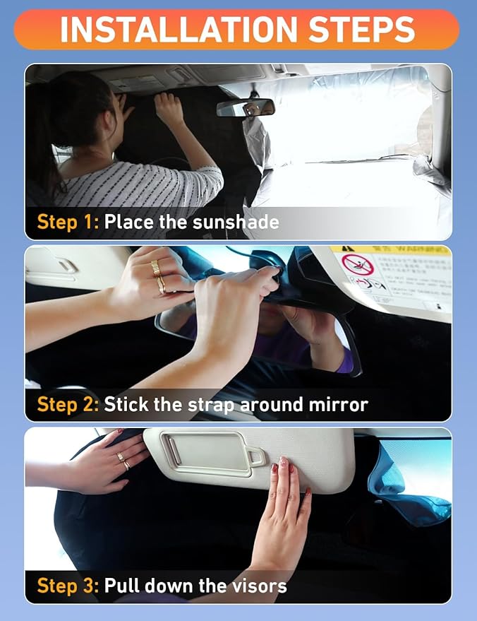 EcoNour Windshield Sun Shade Compatible for Volkswagen VW ID.4 2021–2026 | Custom Fit EV Front Window Sunshade | Foldable Heat & UV Reflective Sun Visor