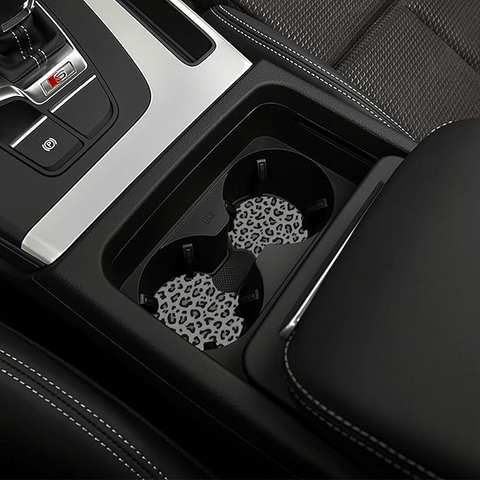 Black Leopard Print Steering Wheel Covern Cheetah Animal Print Steering Wheel Cover Anti-Slip Breathable Universal for 15 Inch Car Steering Suitable for Men Women,with 2 Pieces Car Coasters