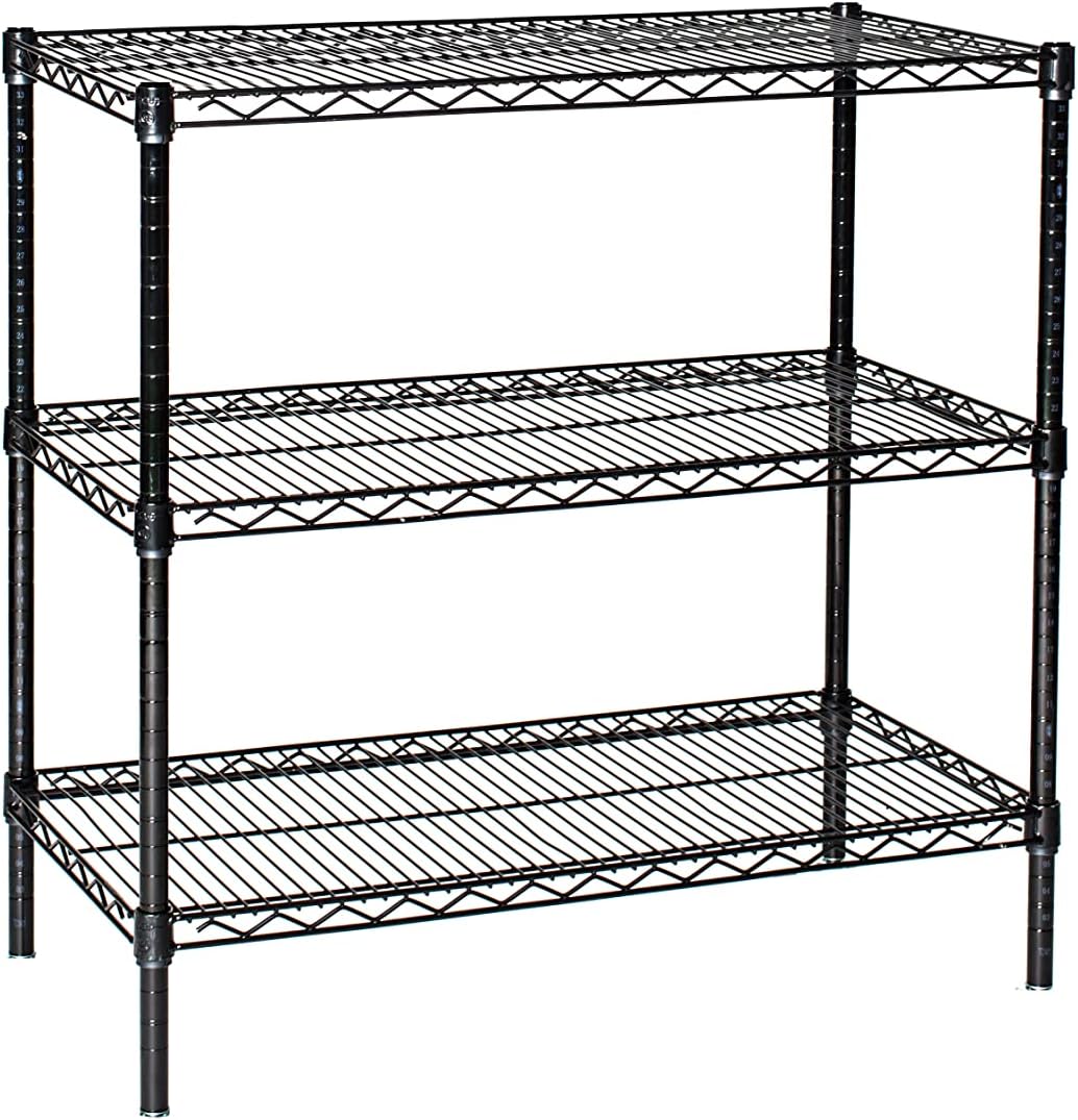 Omega 21" Deep x 42" Wide x 54" High 3 Tier Black Starter Shelving Unit